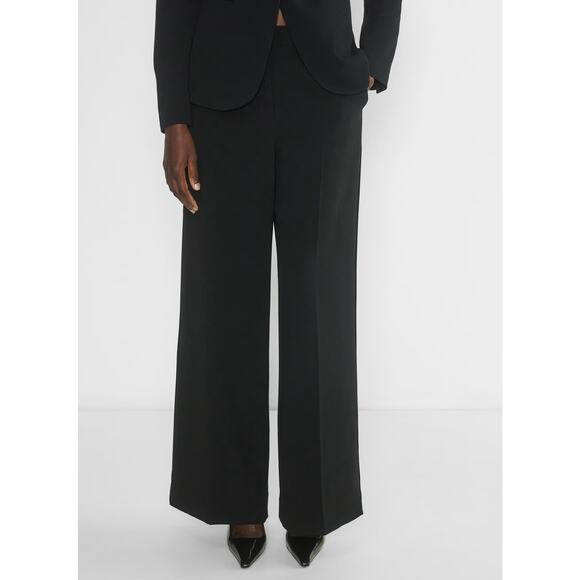 TEN Aritzia Estela Pleated Crepe Pant Black Mid Rise Wide Leg Unlined Women's 0 - Picture 1 of 12